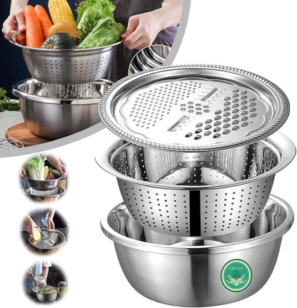 3 in 1 kitchen multipurpose stainless steel bowl