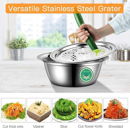 3 in 1 kitchen multipurpose stainless steel bowl