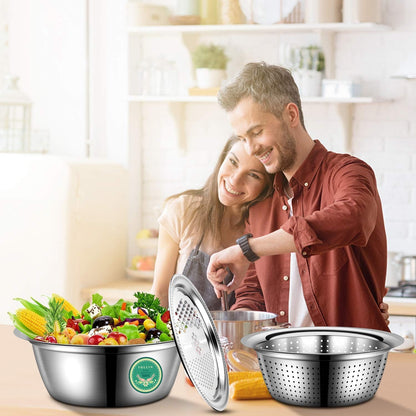 3 in 1 kitchen multipurpose stainless steel bowl